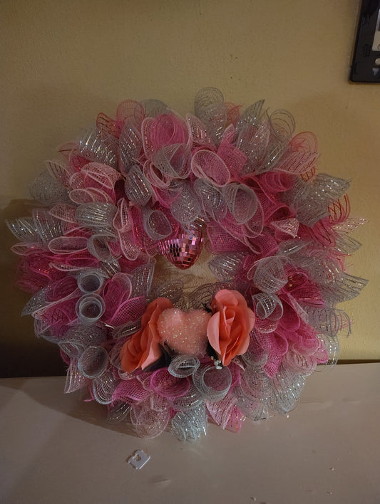 Pink and silver wreath