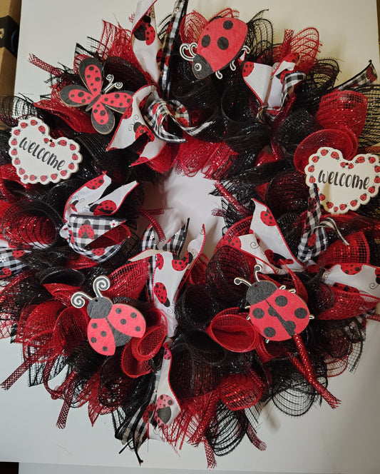 Ladybug Wreath 14 in