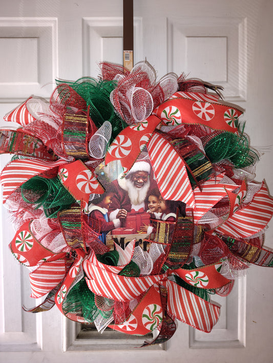14 in Black Santa Christmas wreath